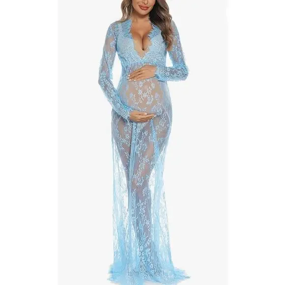 chinese dress ladies Lace See Through Maternity Photoshoot Dress  Glamix Maternity